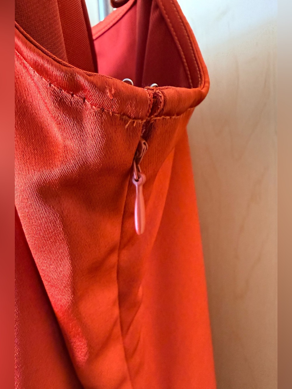 CALVIN KLEIN Burnt Orange Spaghetti Strap Maxi Slip Dress - Picture 4 of 8